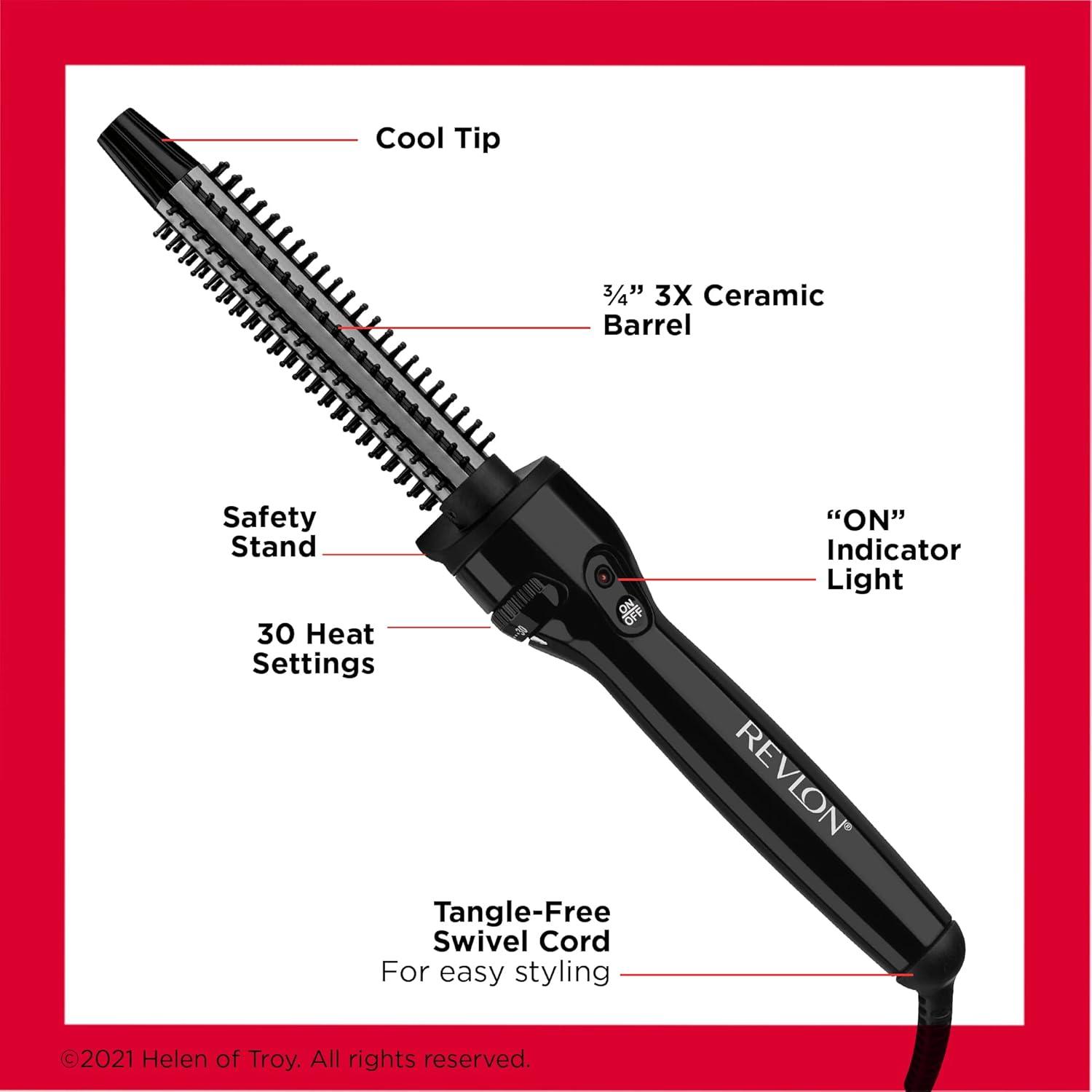 imageREVLON Perfect Heat Ceramic Curling Iron Brush Black 34quotBlack