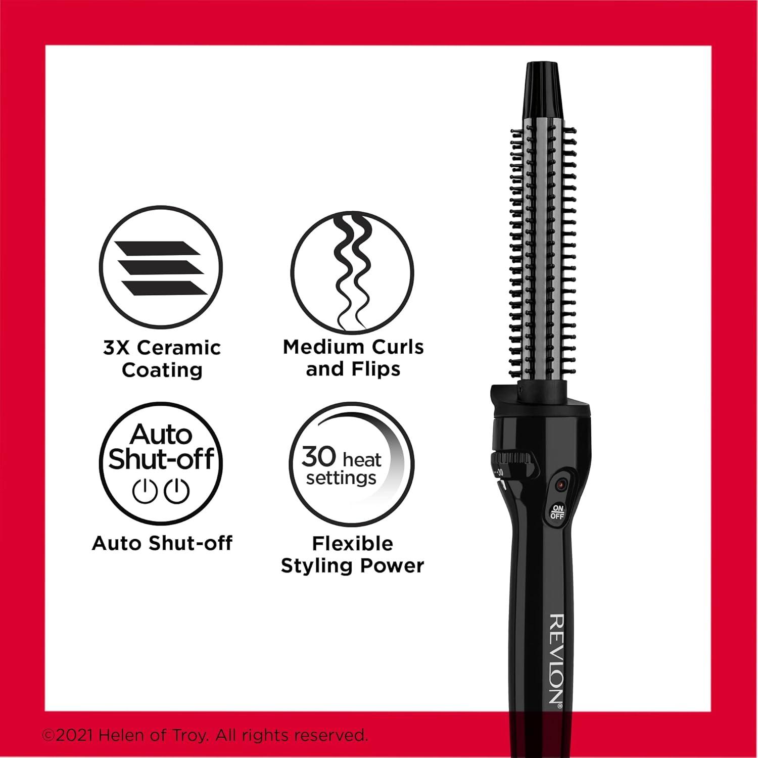 imageREVLON Perfect Heat Ceramic Curling Iron Brush Black 34quotBlack