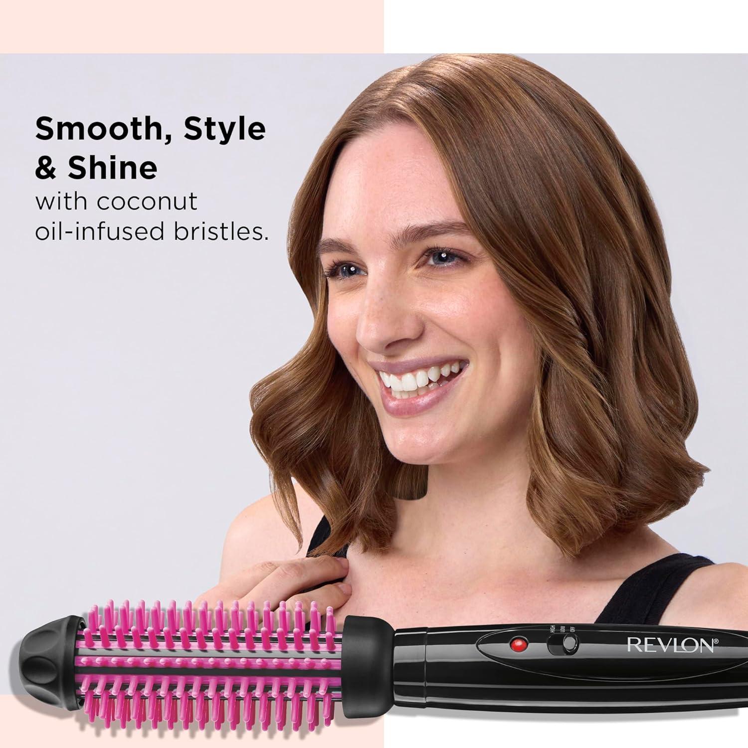 imageREVLON Silicone Bristle Heated Hair Styling Brush Fast Long Lasting Volume for Easy Styling 1quot Barrel for Full Body and Smooth Styles BlackPinkPink