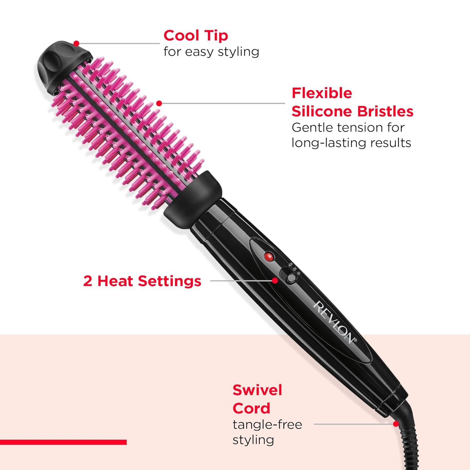 imageREVLON Silicone Bristle Heated Hair Styling Brush Fast Long Lasting Volume for Easy Styling 1quot Barrel for Full Body and Smooth Styles BlackPinkPink