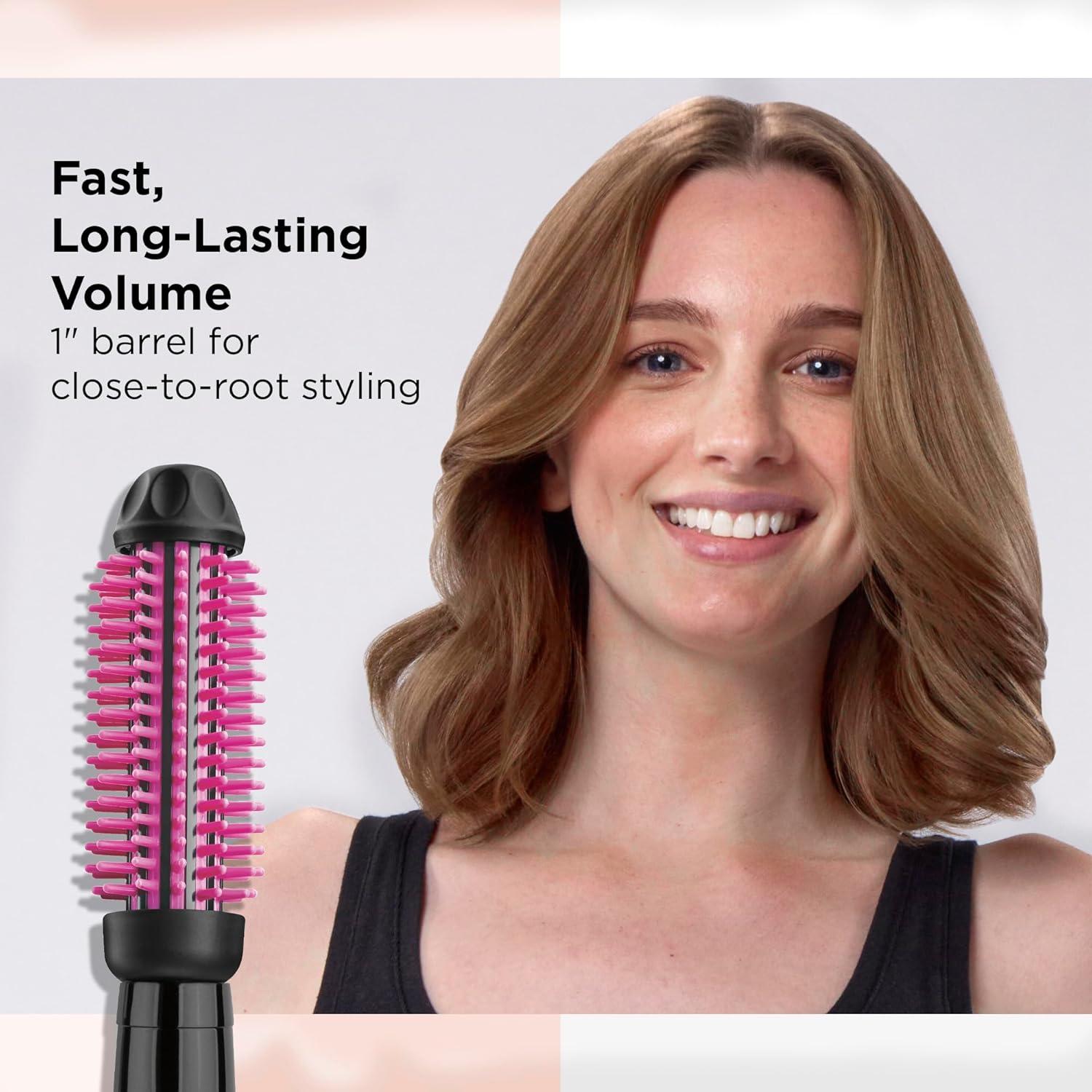 imageREVLON Silicone Bristle Heated Hair Styling Brush Fast Long Lasting Volume for Easy Styling 1quot Barrel for Full Body and Smooth Styles BlackPinkPink