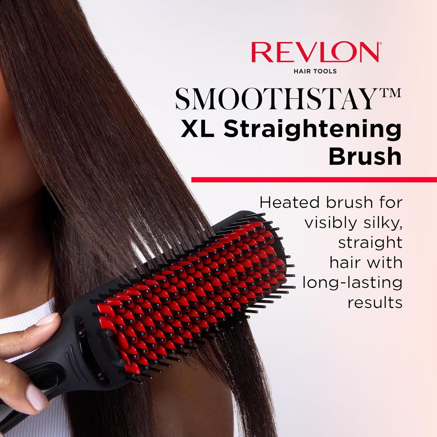 imageREVLON SmoothStay XL Hair Straightener Heated Straightening Brush for Silky ampamp Straight LongLasting Results Locks in Moisture with Reduced Static ampamp FrizzOne Size