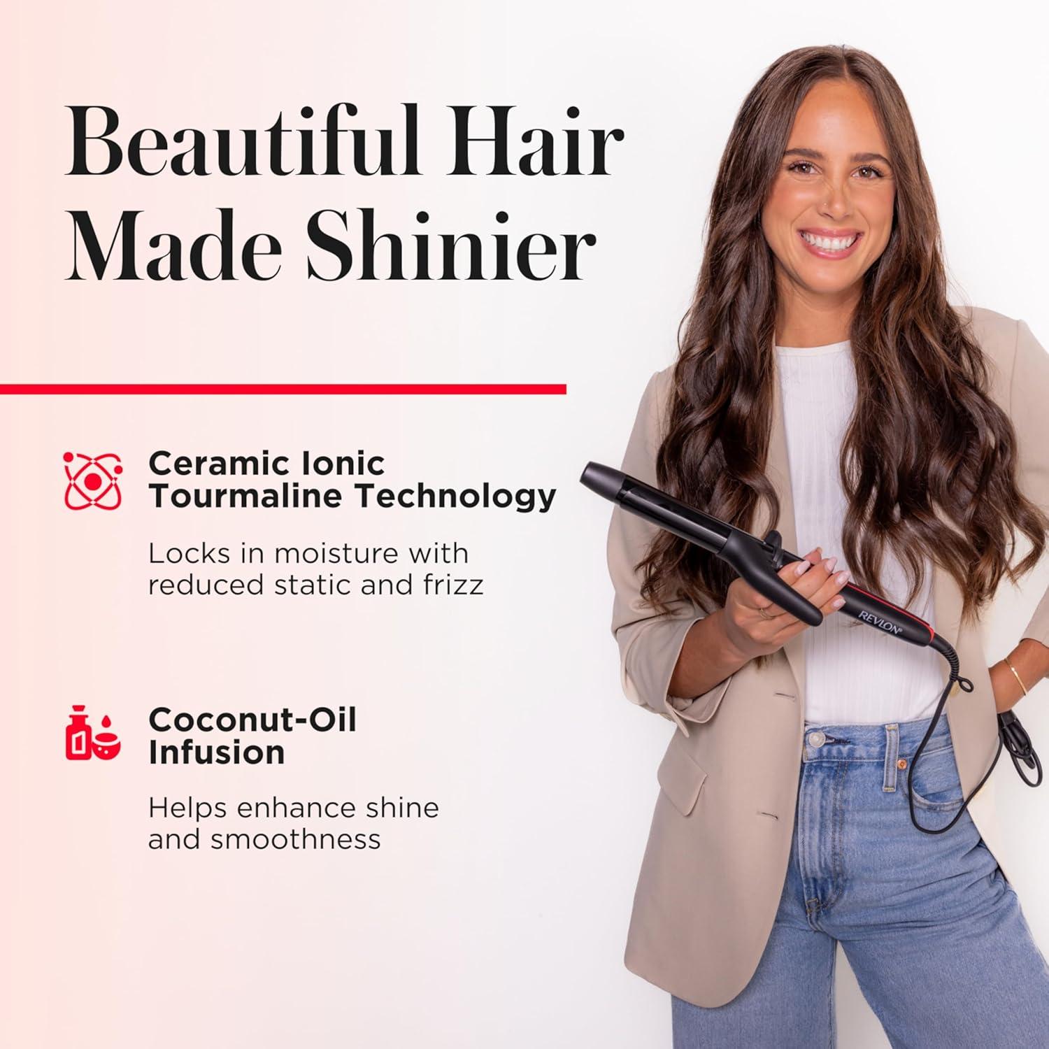imageREVLON Smoothstay 1 Inch Curling Iron Coconut Oil Infused Curling Wand Helps Enhance Shine ampamp Smoothness Creates Tight Bouncy Curls and Reduced FrizzBlack