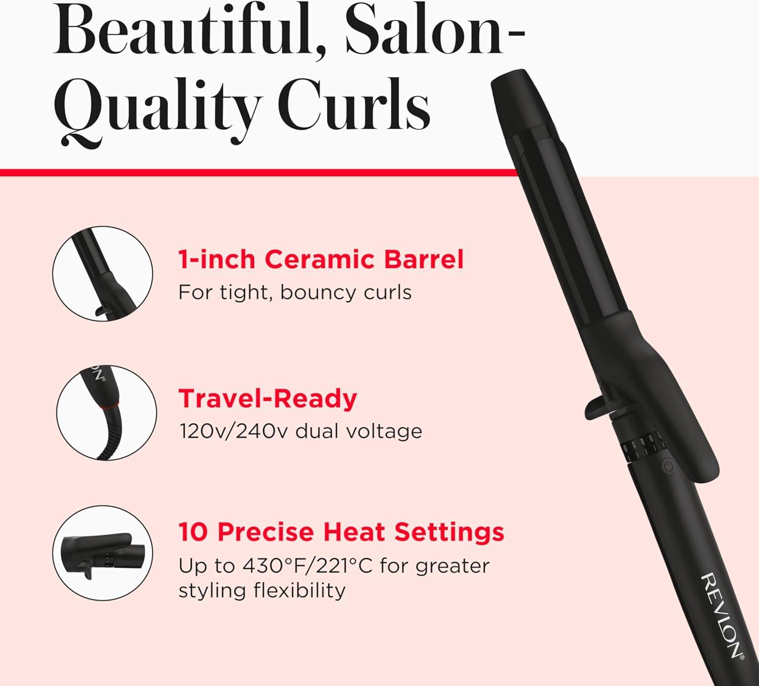 imageREVLON Smoothstay 1 Inch Curling Iron Coconut Oil Infused Curling Wand Helps Enhance Shine ampamp Smoothness Creates Tight Bouncy Curls and Reduced FrizzBlack