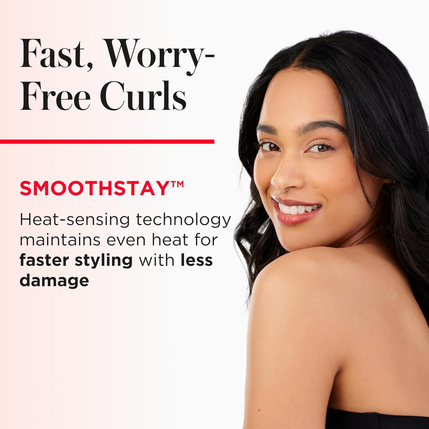 imageREVLON Smoothstay 1 Inch Curling Iron Coconut Oil Infused Curling Wand Helps Enhance Shine ampamp Smoothness Creates Tight Bouncy Curls and Reduced FrizzBlack