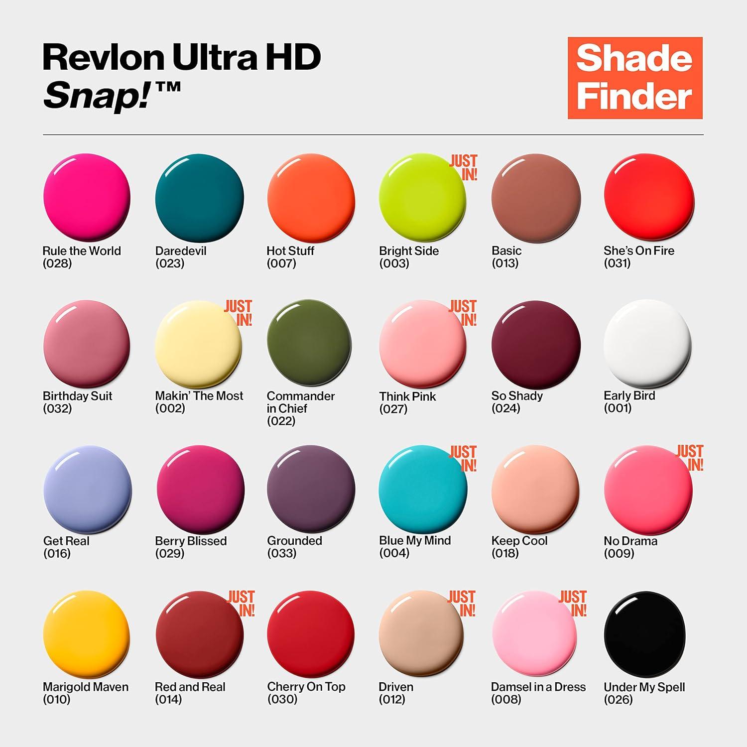 imageREVLON Ultra HD Snap Nail Color Natural Rich Glossy Polish 100 Vegan Formula No Base or Top Coat Needed 014 Red and Real 027 fl oz022 Commander In Chief