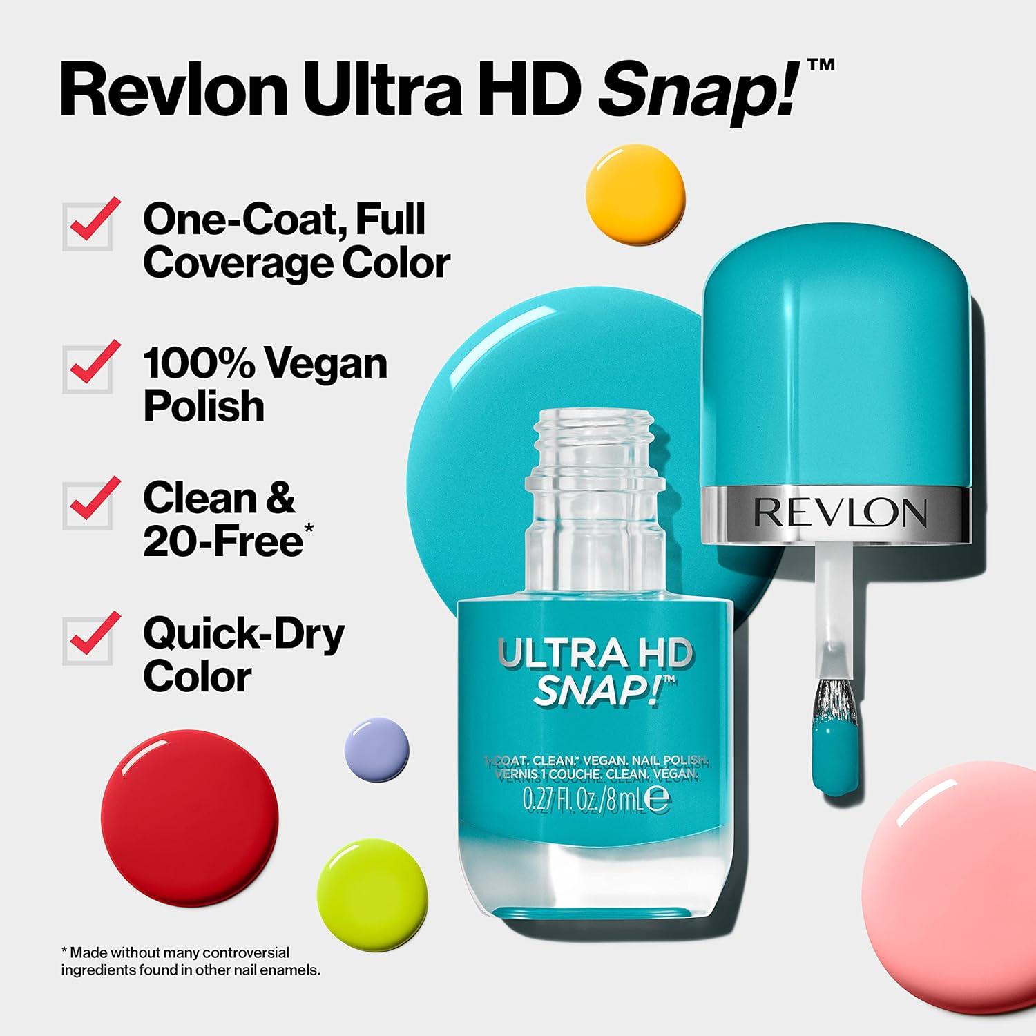 imageREVLON Ultra HD Snap Nail Color Natural Rich Glossy Polish 100 Vegan Formula No Base or Top Coat Needed 014 Red and Real 027 fl oz028 Rule The World