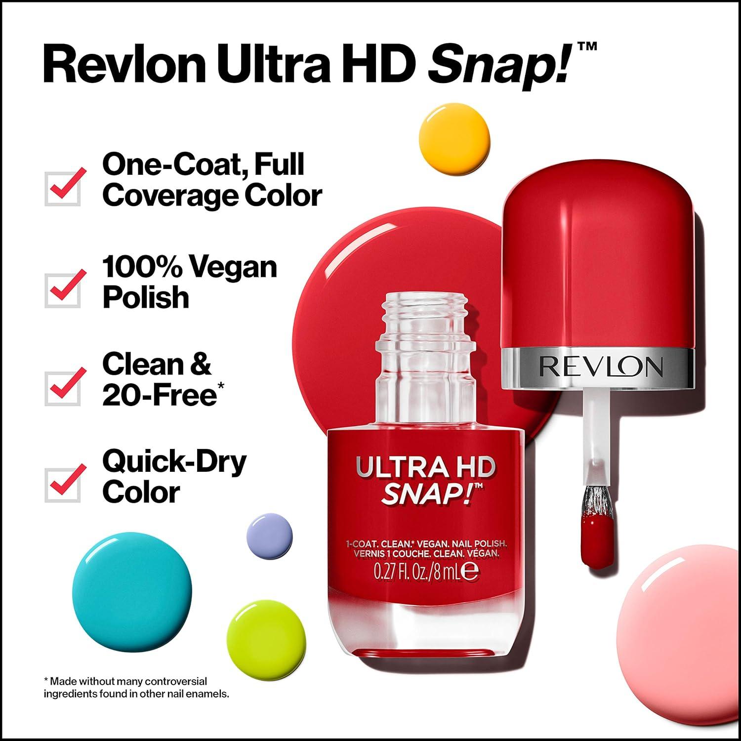 imageREVLON Ultra HD Snap Nail Color Natural Rich Glossy Polish 100 Vegan Formula No Base or Top Coat Needed 014 Red and Real 027 fl oz032 Birthday Suit
