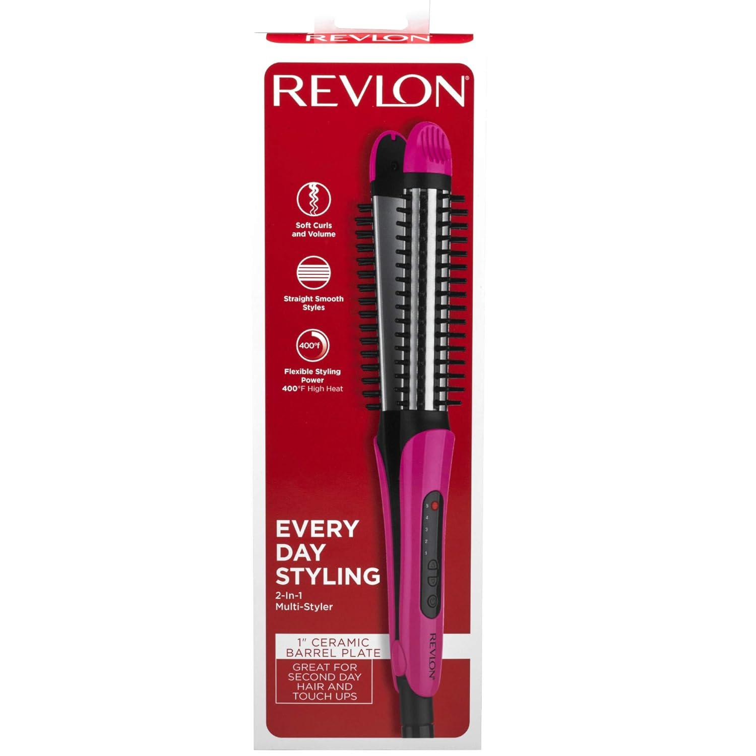 imageRevlon 2in1 MultiStyler Flat Iron and Curling Wand1 Count Pack of 1