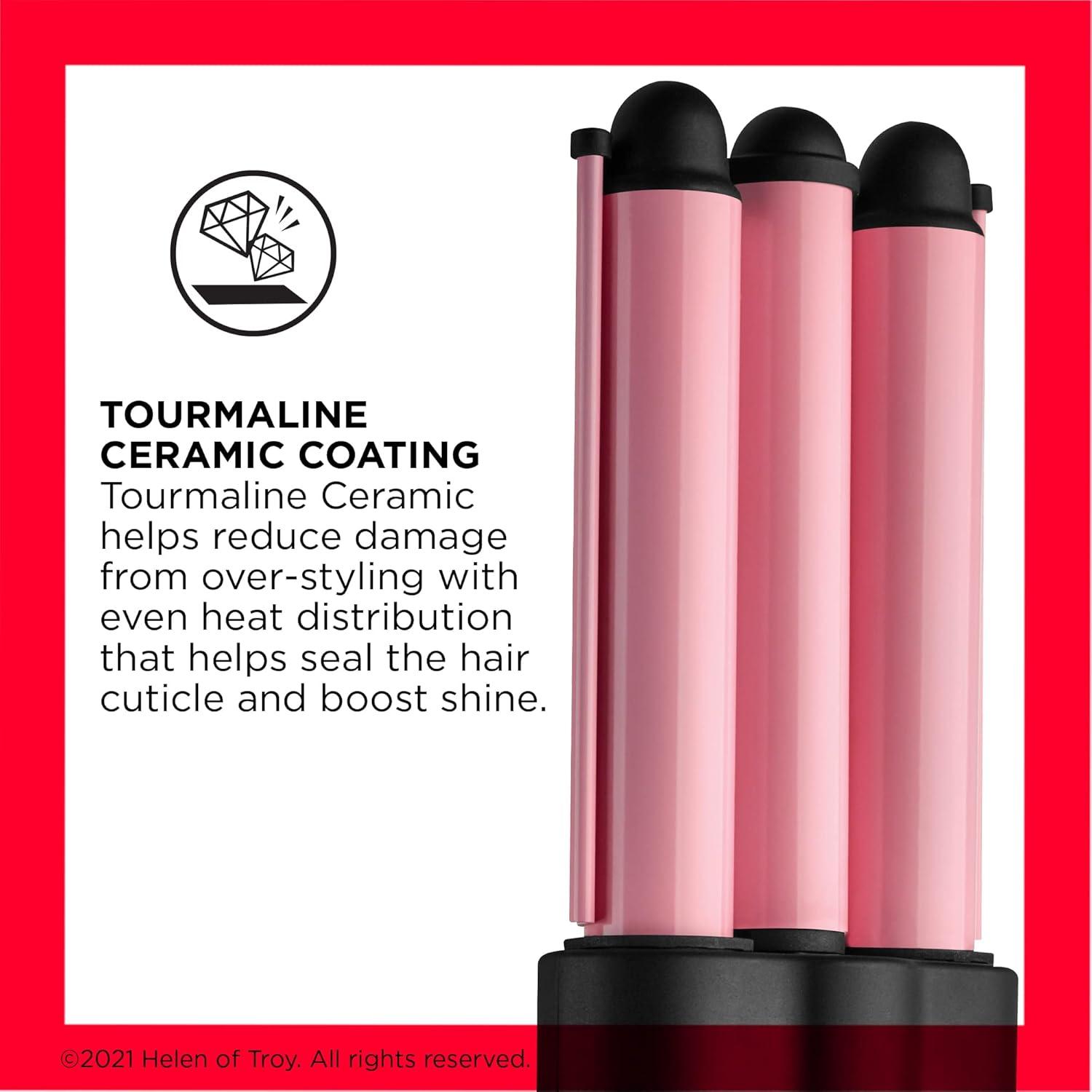 imageRevlon 3 Barrel Jumbo Hair Waver LongLasting Natural Looking Waves PinkPink