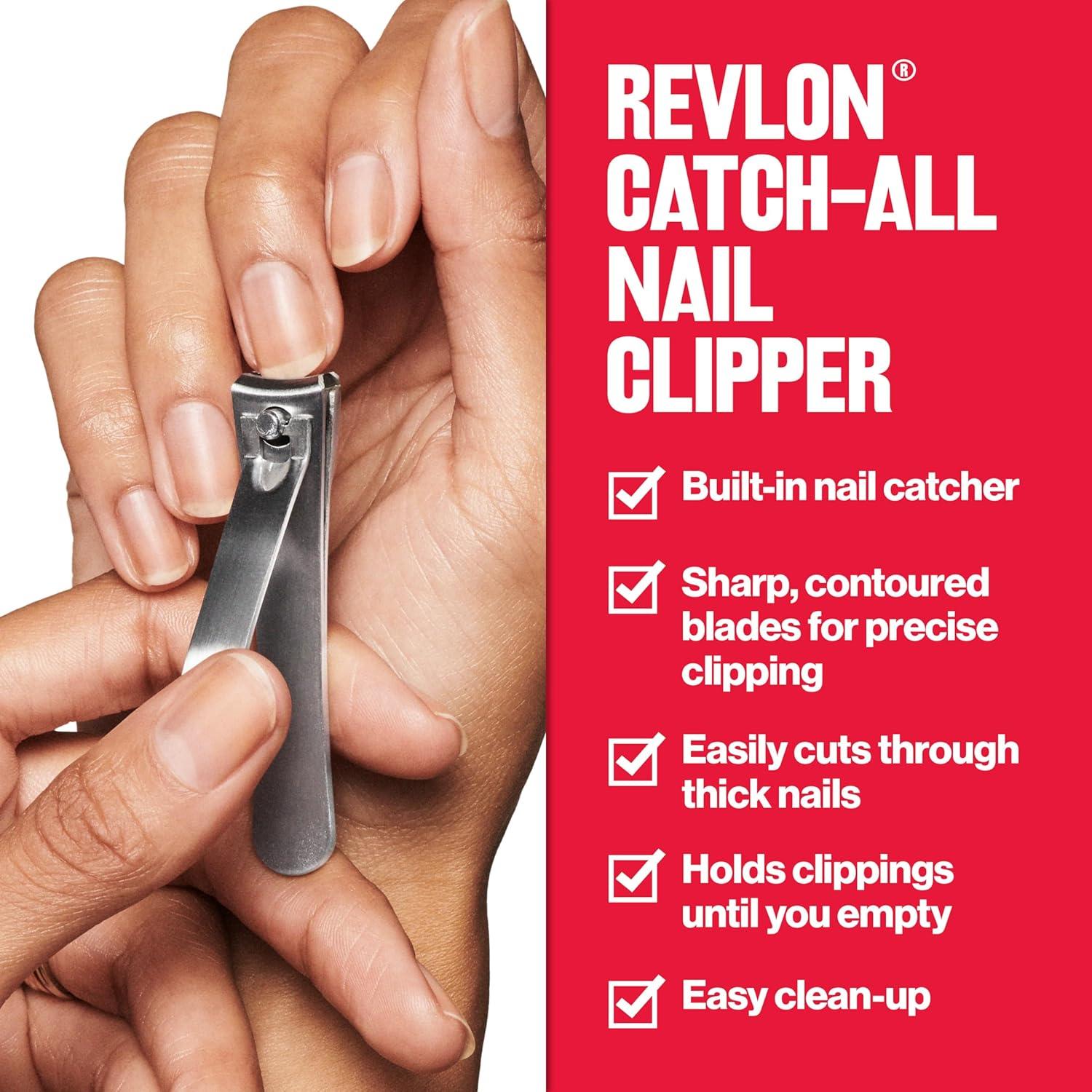 imageRevlon CatchAll Nail Clipper Manicure Tool with a Contoured Blade ampamp Builtin Nail Catcher for MessFree Grooming 1 Count1 Count Pack of 1