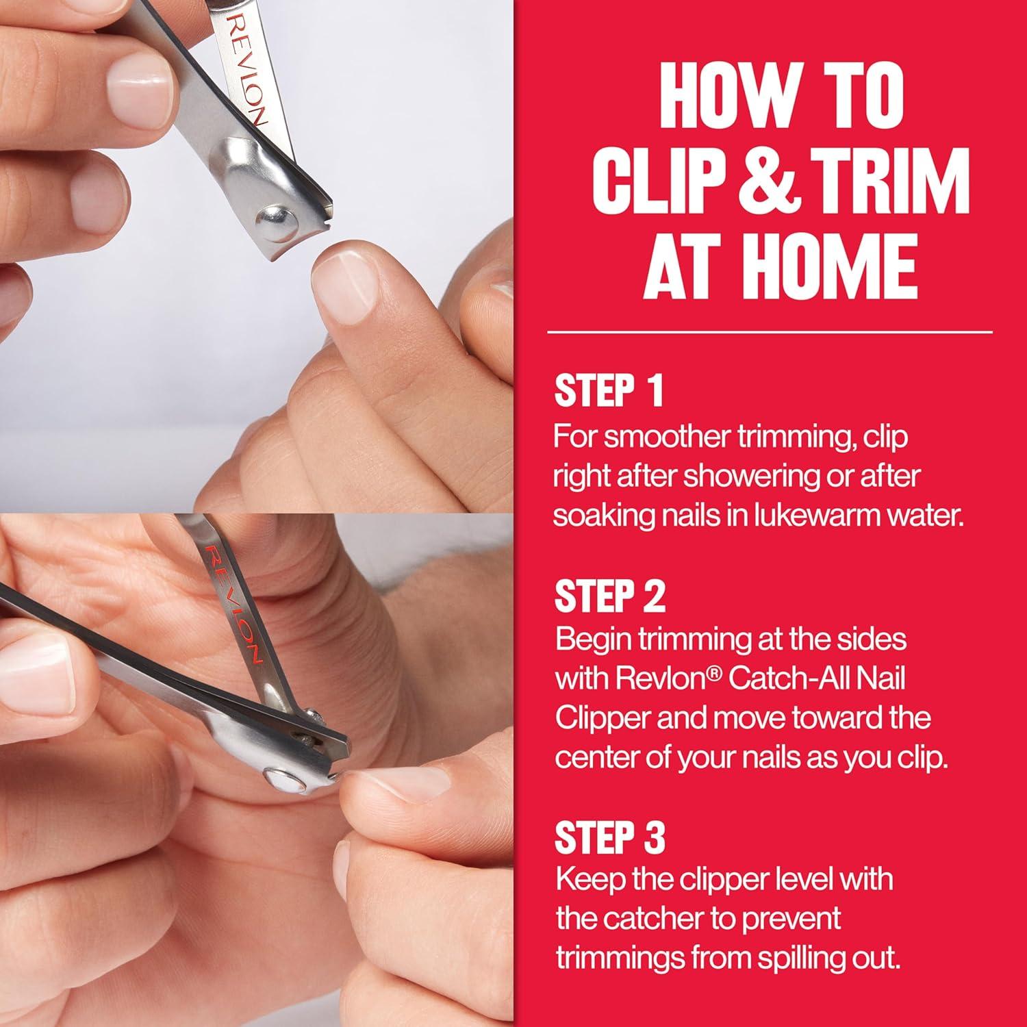 imageRevlon CatchAll Nail Clipper Manicure Tool with a Contoured Blade ampamp Builtin Nail Catcher for MessFree Grooming 1 Count1 Count Pack of 2