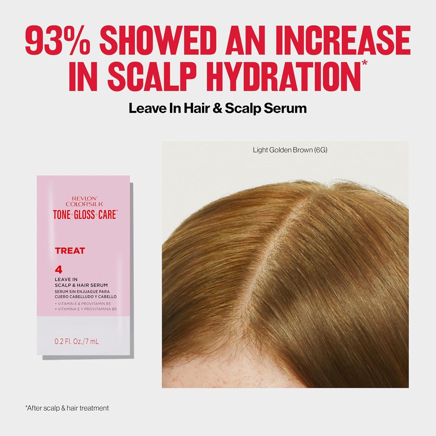 imageRevlon ColorSilk Tone Gloss Care Demi Permanent Hair Color Dye Kit with LeaveIn Scalp and Haircare Serum 2x Shinier 4x Stronger 1 Black 45 fl oz6G Light Golden Brown