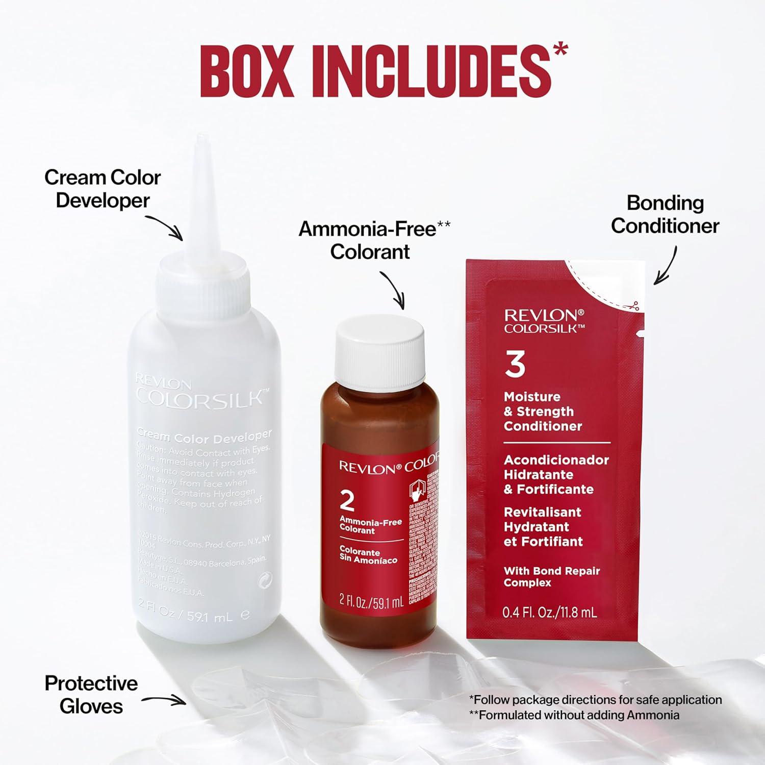 imageRevlon ColorSilk with Bond Repair Complex Brown Permanent Hair Color 100 Gray Coverage Ammonia Free Hair Dye Vegan Keratin 30 Dark Brown Pack of 341 Medium Brown