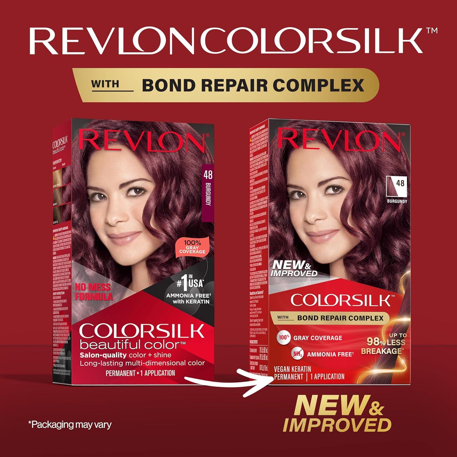 imageRevlon ColorSilk with Bond Repair Complex Burgundy Permanent Hair Color 100 Gray Coverage Ammonia Free Hair Dye Vegan Keratin 34 Deep Burgundy Pack of 348 Burgundy