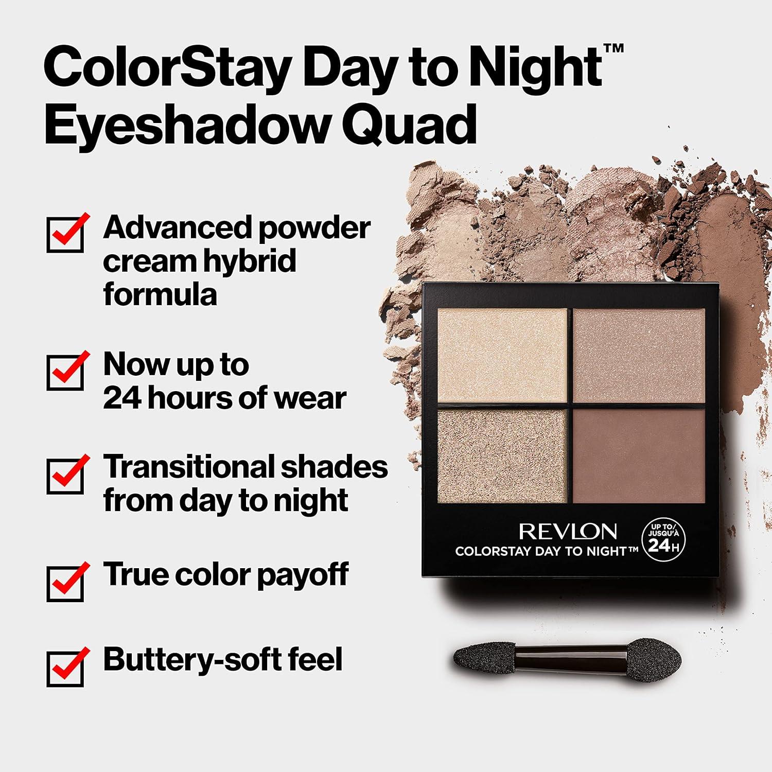 imageRevlon ColorStay Day to Night Eyeshadow Quad Longwear Shadow Palette with Transitional Shades and Buttery Soft Feel Crease ampamp Smudge Proof 505 Decadent 016 Oz575 Exquisite