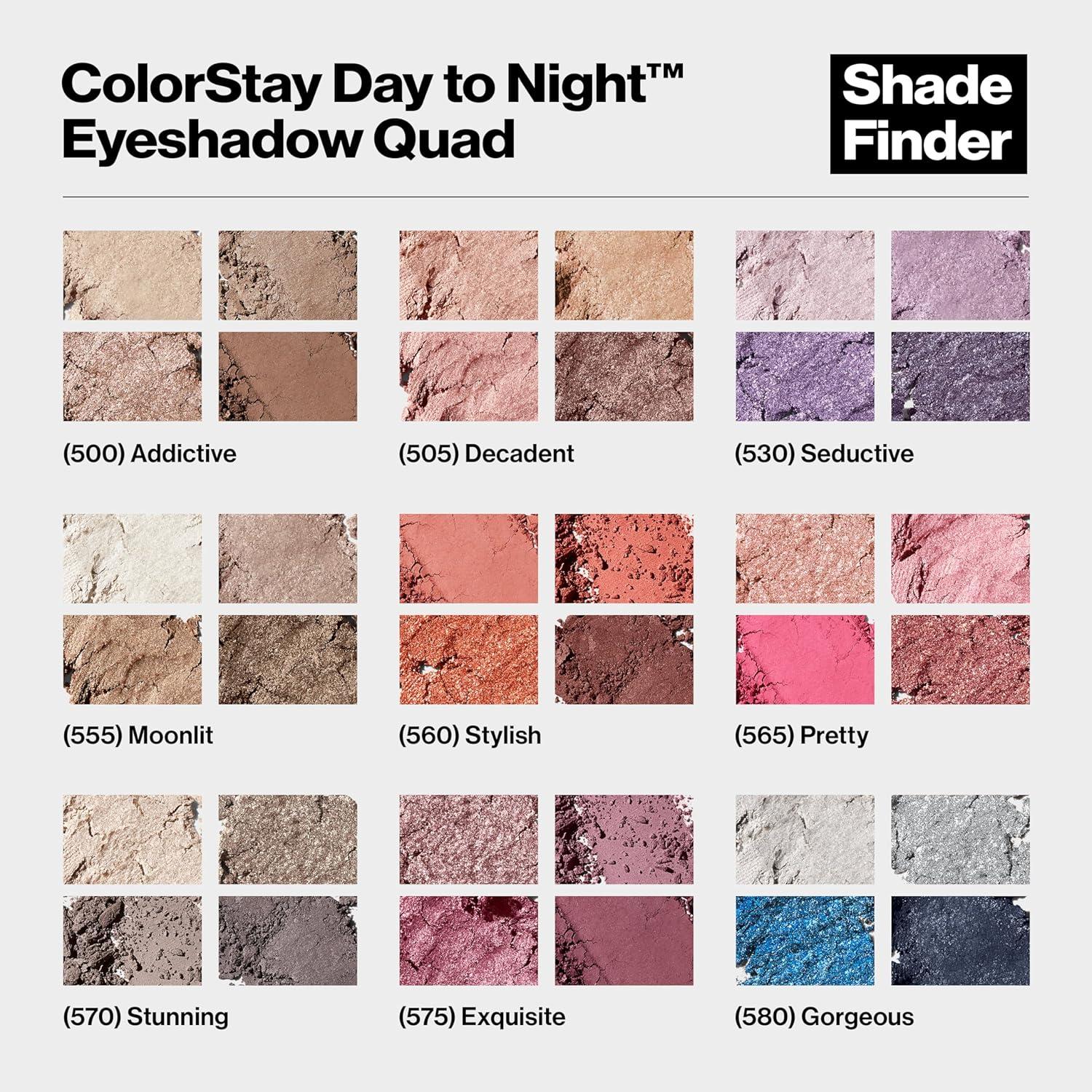 imageRevlon ColorStay Day to Night Eyeshadow Quad Longwear Shadow Palette with Transitional Shades and Buttery Soft Feel Crease ampamp Smudge Proof 505 Decadent 016 Oz530 Seductive