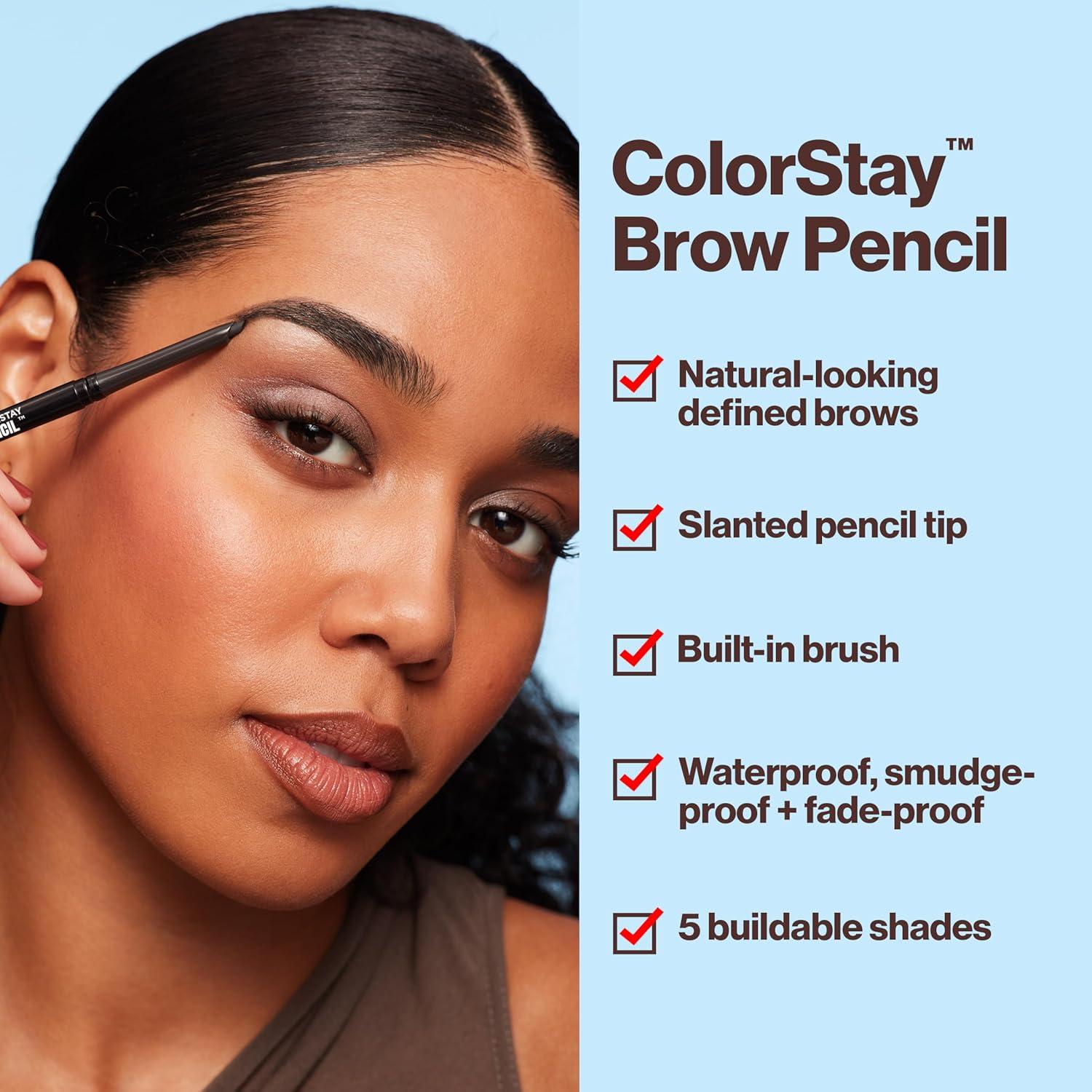 imageRevlon ColorStay Eyebrow Pencil with Spoolie Brush Waterproof HairLike Strokes for Natural Looking Brows 210 Soft Brown 0021 oz205 Blonde