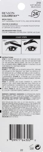 imageRevlon ColorStay Eyebrow Pencil with Spoolie Brush Waterproof HairLike Strokes for Natural Looking Brows 210 Soft Brown 0021 oz210 Soft Brown