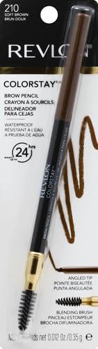 imageRevlon ColorStay Eyebrow Pencil with Spoolie Brush Waterproof HairLike Strokes for Natural Looking Brows 210 Soft Brown 0021 oz210 Soft Brown