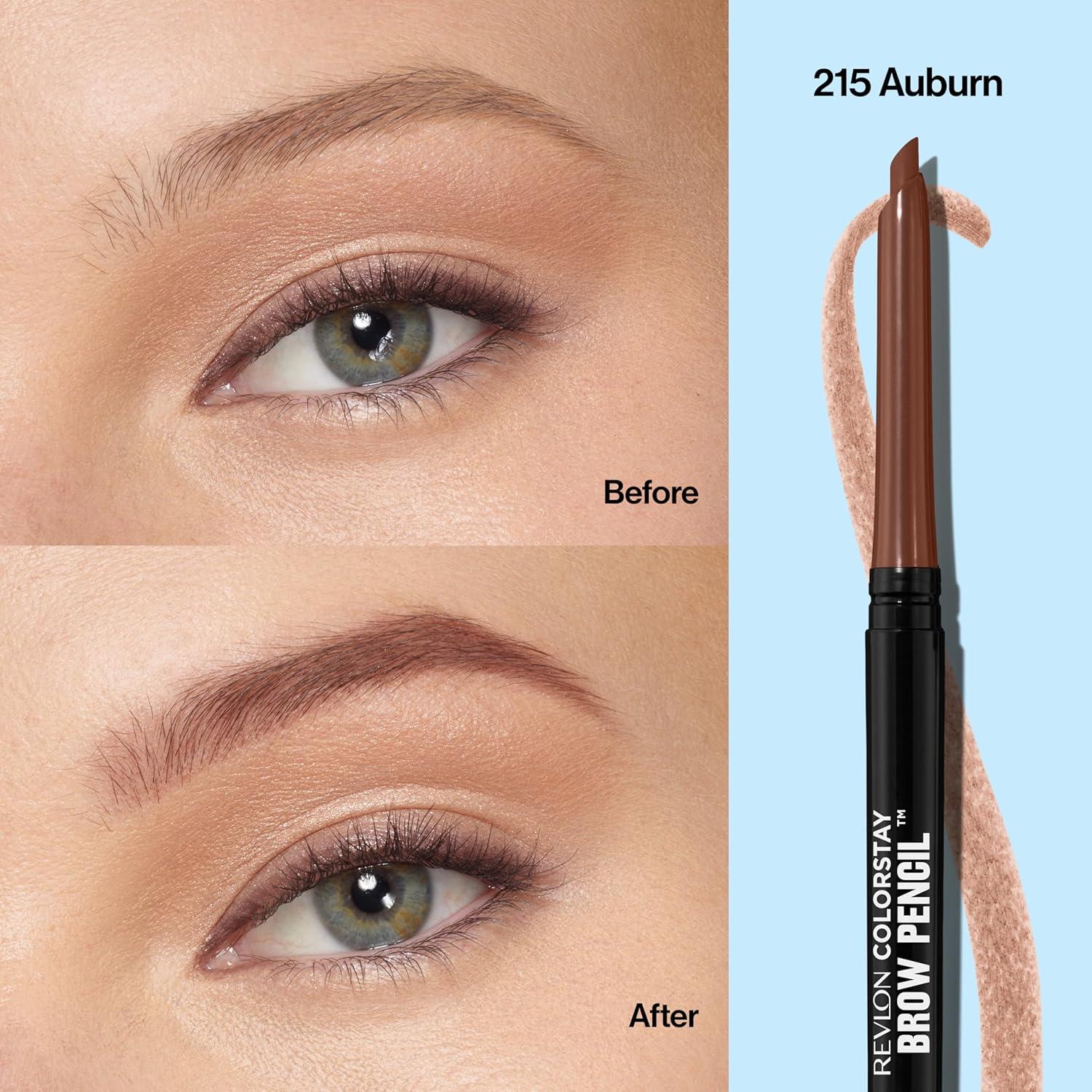 imageRevlon ColorStay Eyebrow Pencil with Spoolie Brush Waterproof HairLike Strokes for Natural Looking Brows 210 Soft Brown 0021 oz215 Auburn