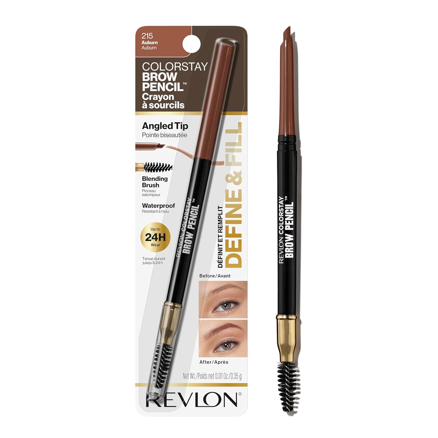 imageRevlon ColorStay Eyebrow Pencil with Spoolie Brush Waterproof HairLike Strokes for Natural Looking Brows 210 Soft Brown 0021 oz215 Auburn