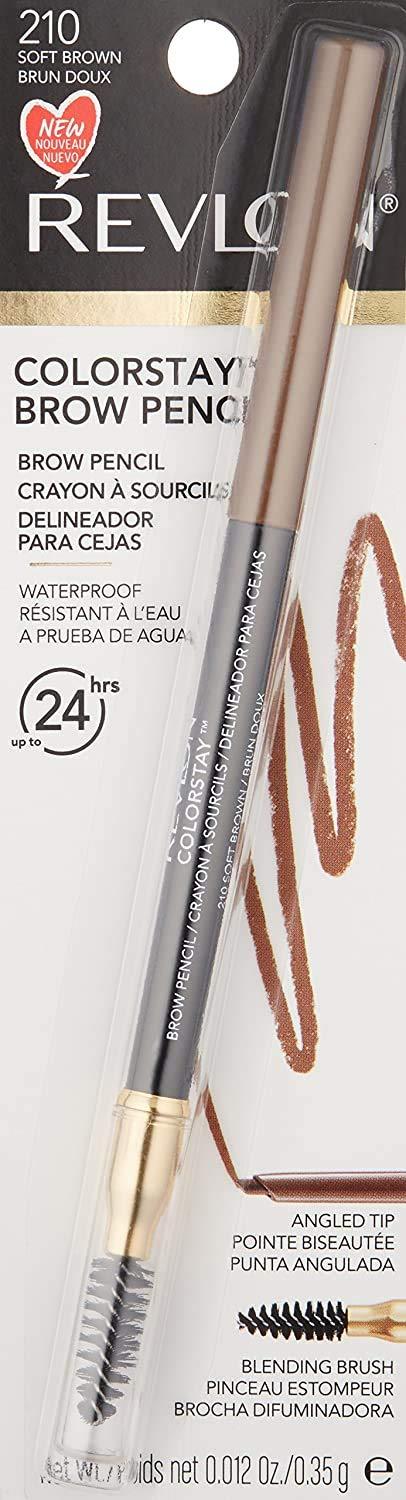 imageRevlon ColorStay Eyebrow Pencil with Spoolie Brush Waterproof HairLike Strokes for Natural Looking Brows 210 Soft Brown 0021 ozSoft Brown