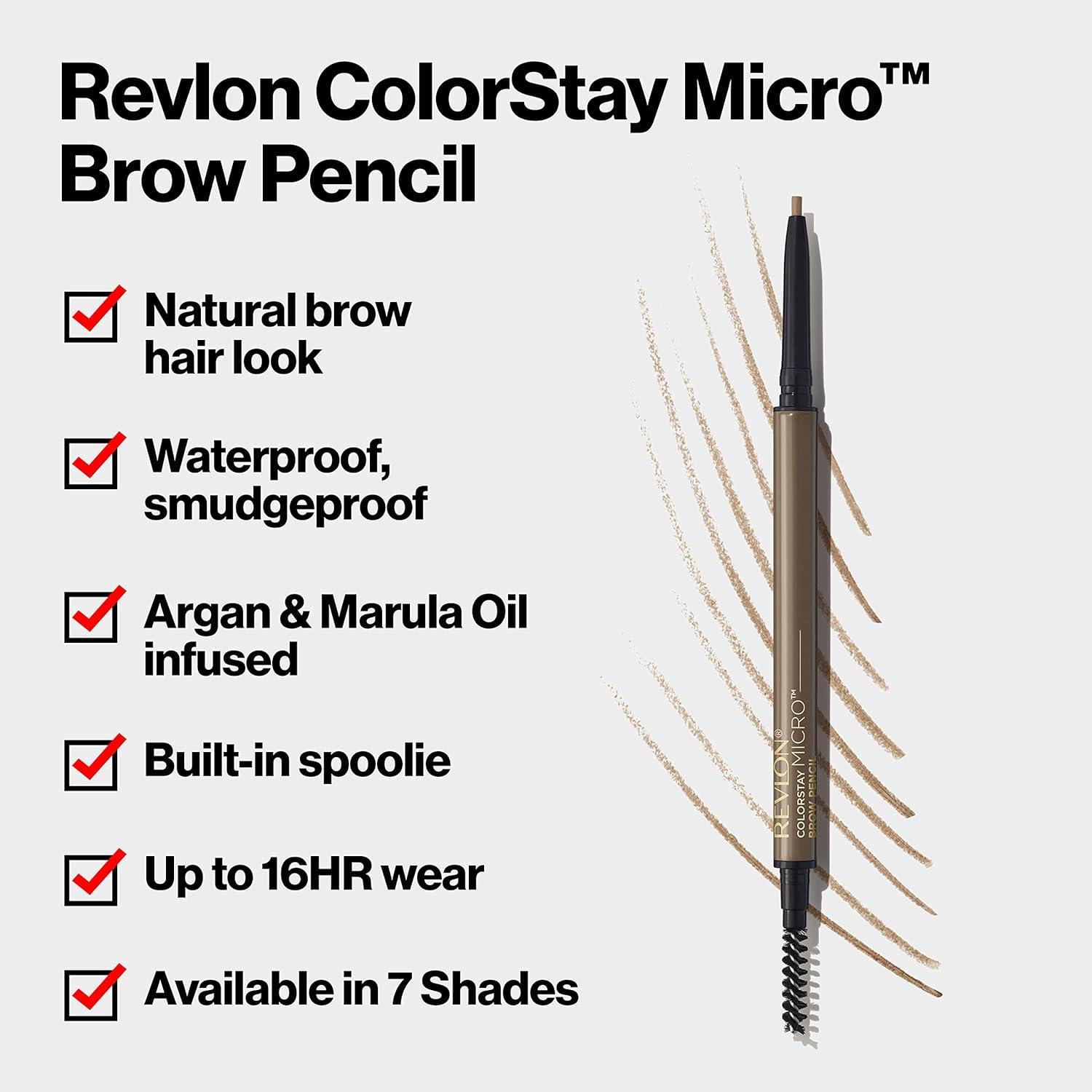imageRevlon ColorStay Micro Eyebrow Pencil with Built In Spoolie Brush Infused with Argan and Marula Oil Waterproof Smudgeproof 451 Ash Blonde 0003 ozAsh Blonde
