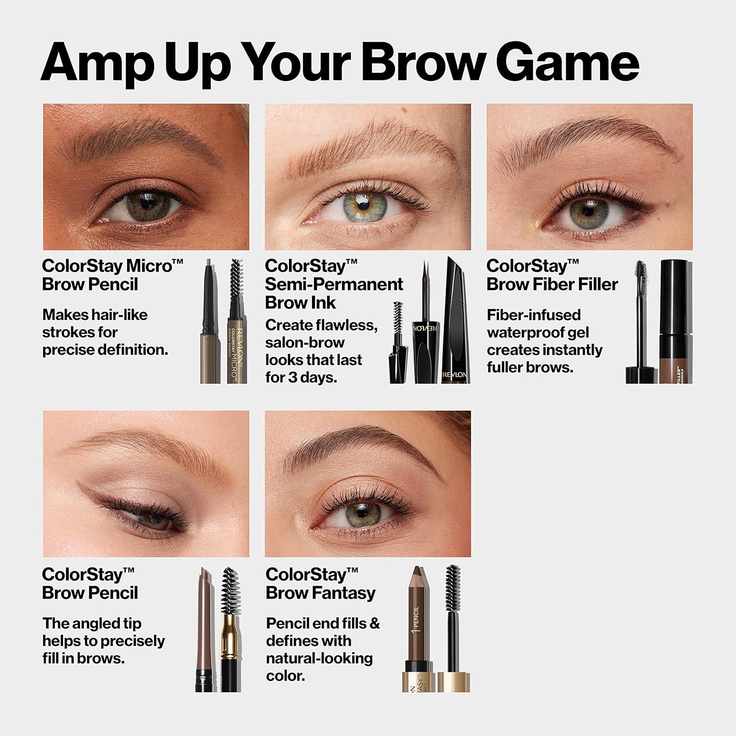 imageRevlon ColorStay Micro Eyebrow Pencil with Built In Spoolie Brush Infused with Argan and Marula Oil Waterproof Smudgeproof 451 Ash Blonde 0003 ozSoft Black