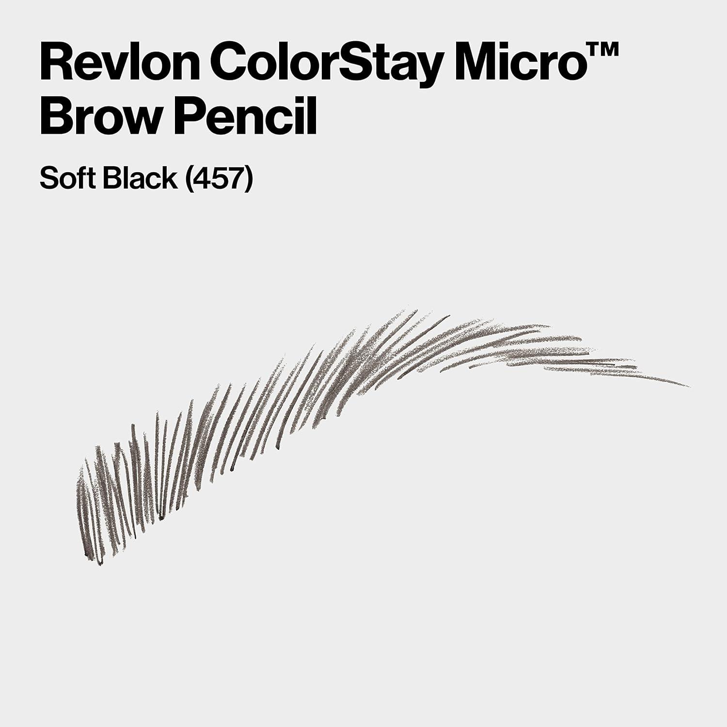 imageRevlon ColorStay Micro Eyebrow Pencil with Built In Spoolie Brush Infused with Argan and Marula Oil Waterproof Smudgeproof 451 Ash Blonde 0003 ozSoft Black