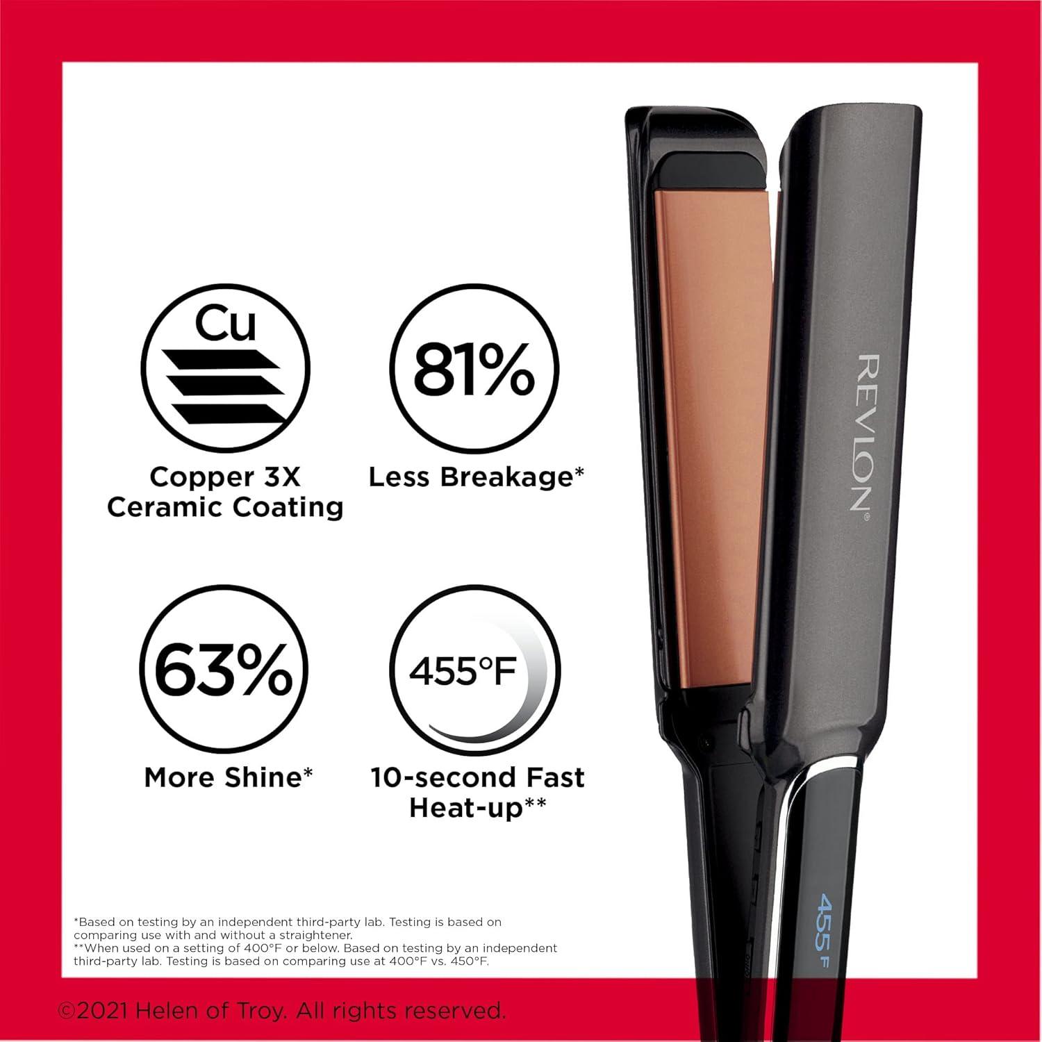 imageRevlon Copper Smooth Hair Flat Iron Frizz Control for Fast and Shiny Styles XL 112 inBlack