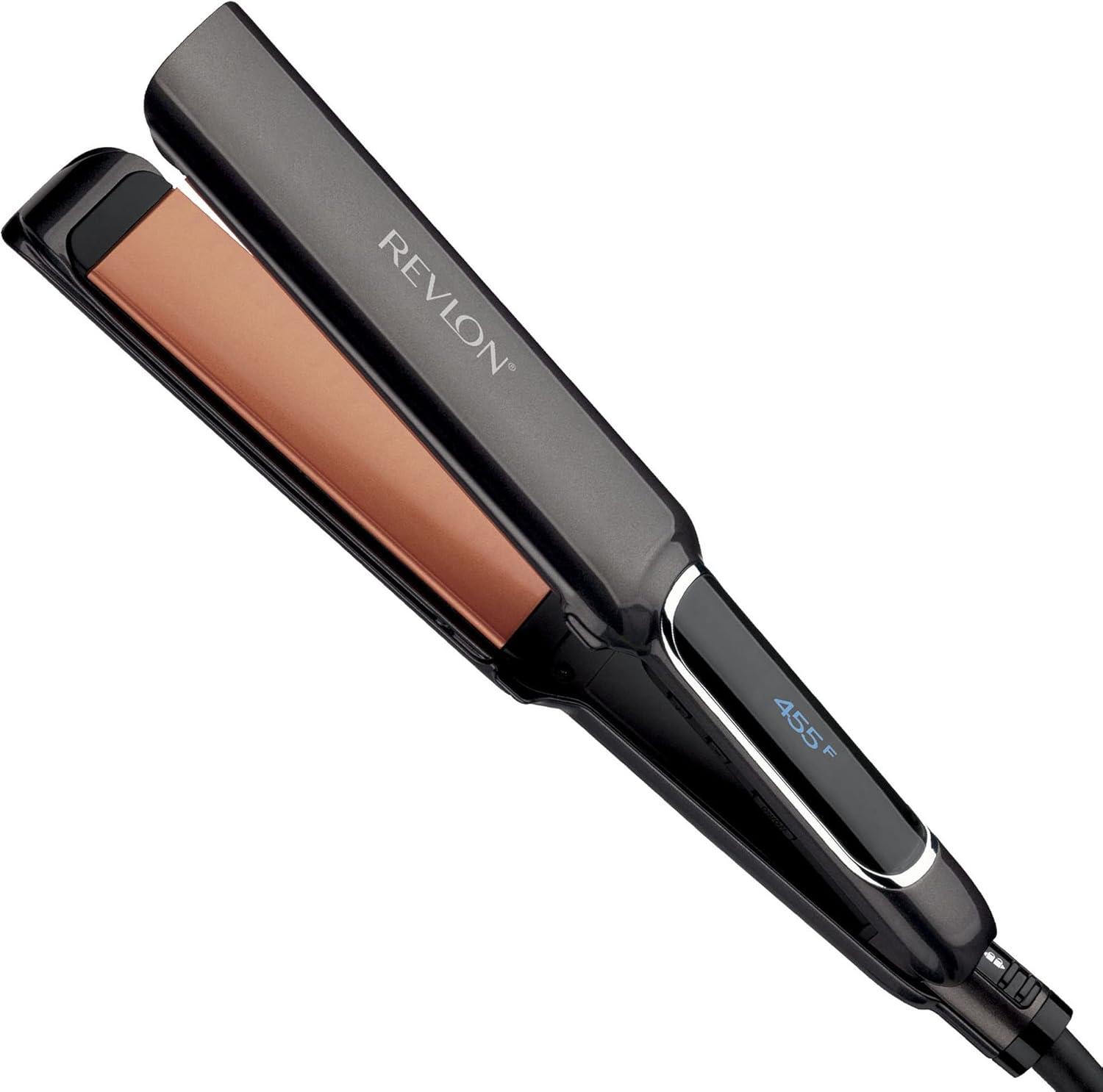 imageRevlon Copper Smooth Hair Flat Iron Frizz Control for Fast and Shiny Styles XL 112 inBlack