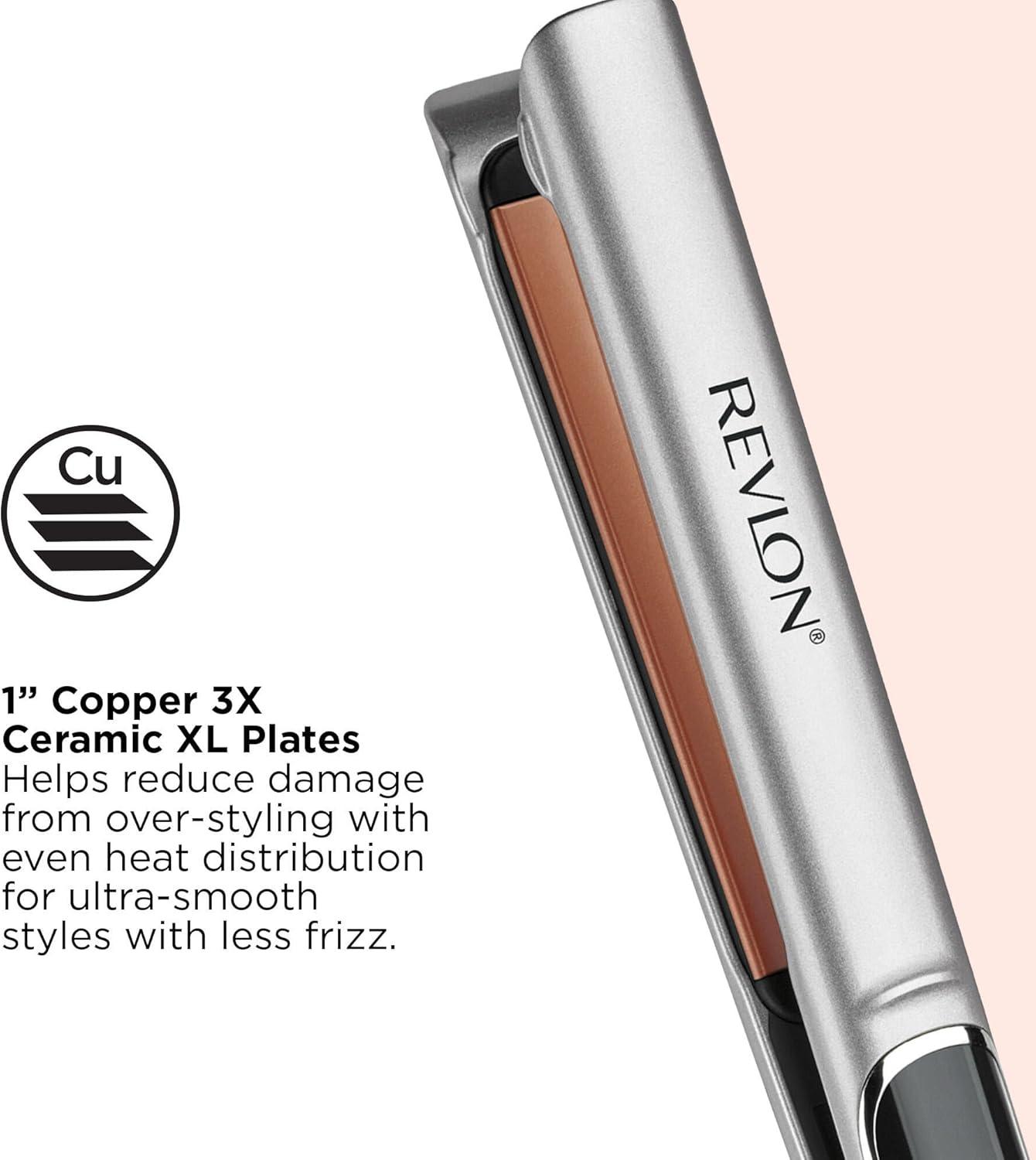 imageRevlon Copper Smooth Hair Flat Iron Frizz Control for Fast and Shiny Styles XL 112 inBlack