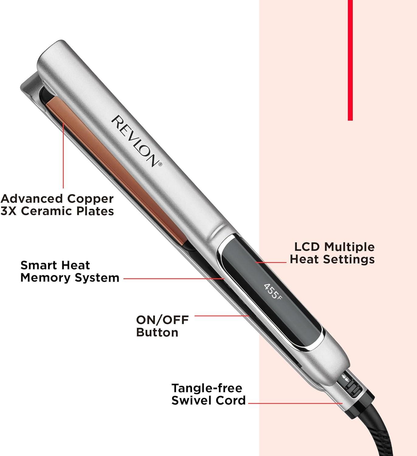 imageRevlon Copper Smooth Hair Flat Iron Frizz Control for Fast and Shiny Styles XL 112 inBlack