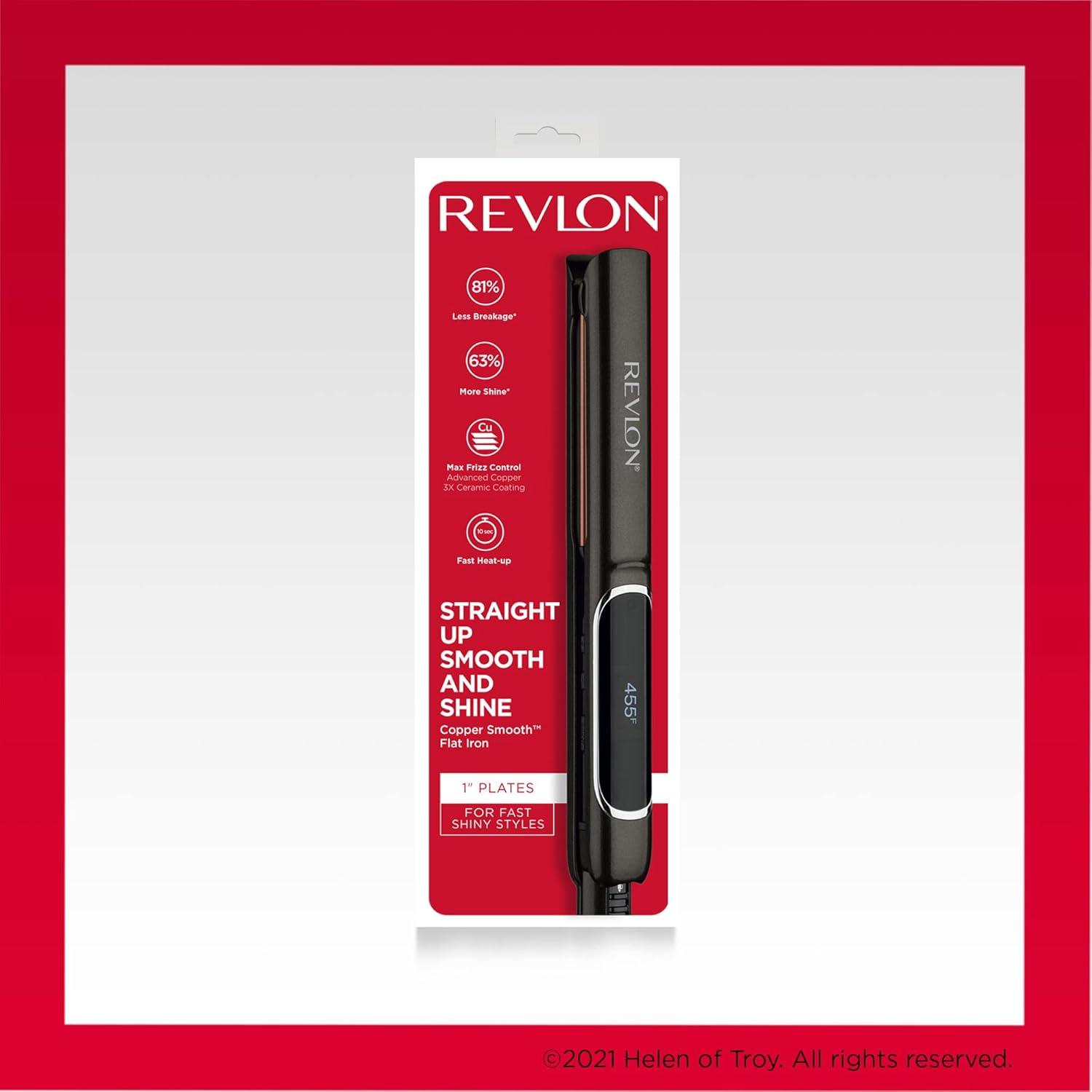 imageRevlon Copper Smooth Hair Flat Iron Frizz Control for Fast and Shiny Styles XL 112 inCopper