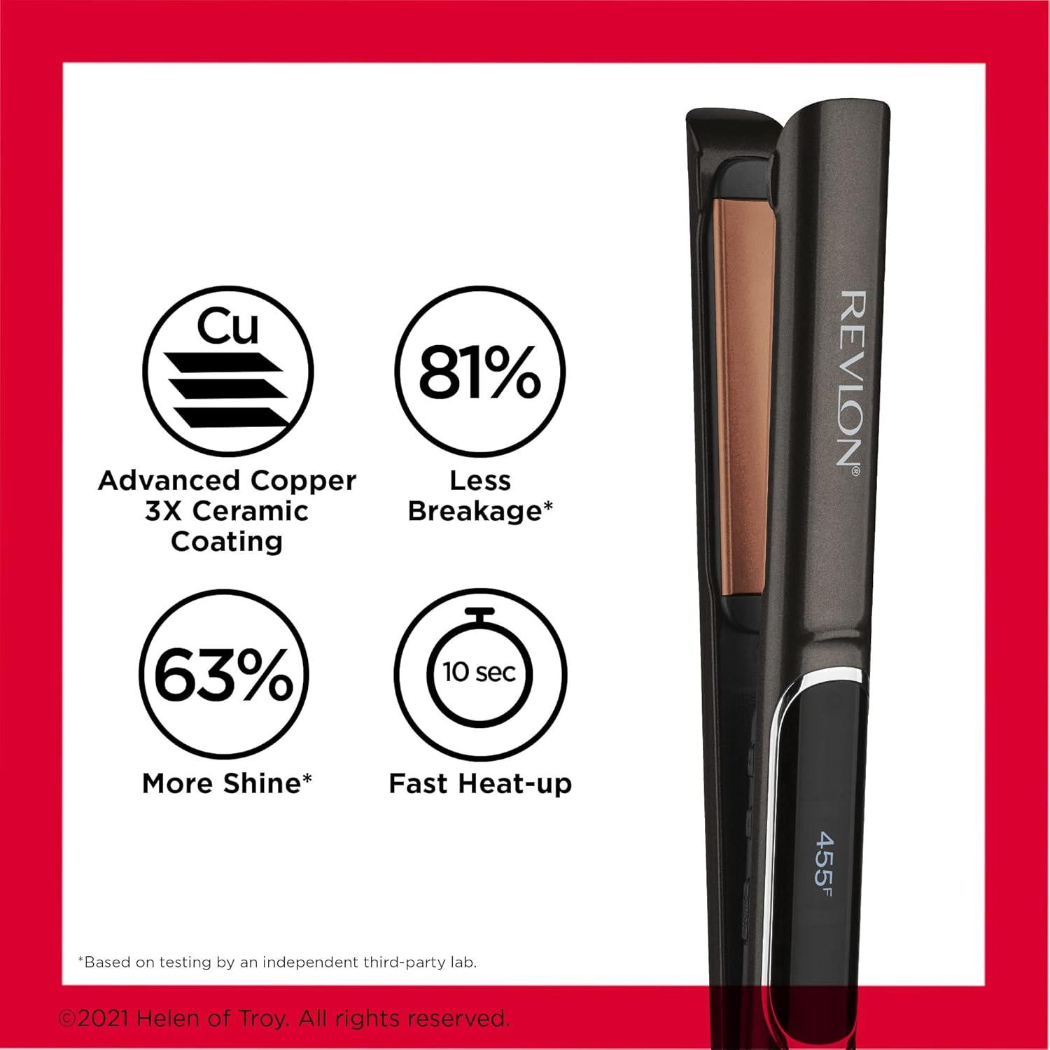 imageRevlon Copper Smooth Hair Flat Iron Frizz Control for Fast and Shiny Styles XL 112 inCopper