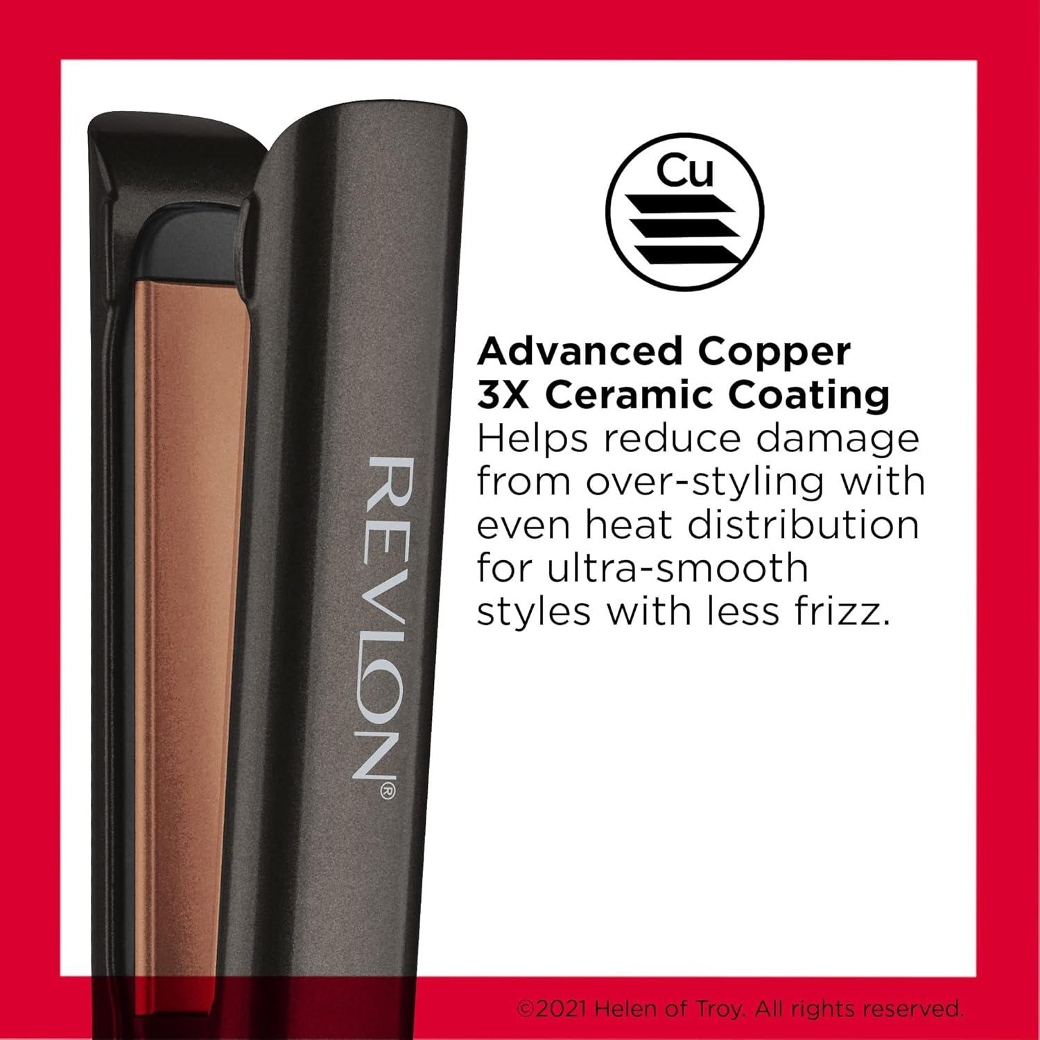 imageRevlon Copper Smooth Hair Flat Iron Frizz Control for Fast and Shiny Styles XL 112 inCopper