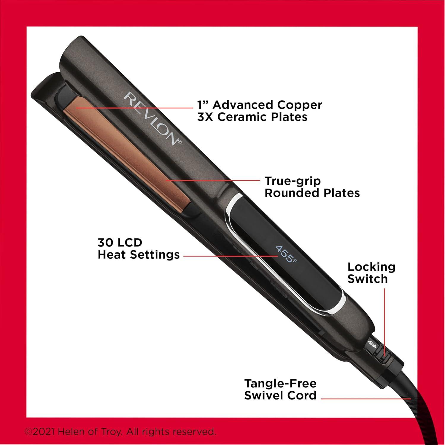 imageRevlon Copper Smooth Hair Flat Iron Frizz Control for Fast and Shiny Styles XL 112 inCopper