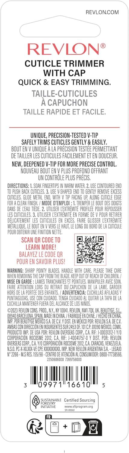 imageRevlon Cuticle Trimmer With Cap High Precision VTip and Comfortable Grip for Gentle and Easy Trimming 1 Count1 Count Pack of 2
