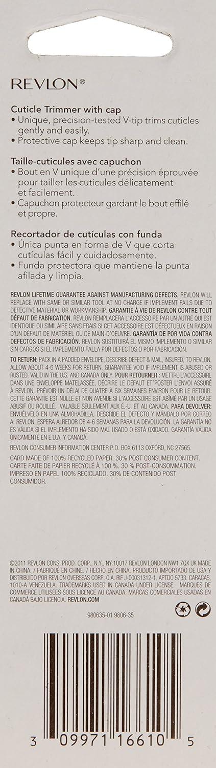 imageRevlon Cuticle Trimmer With Cap High Precision VTip and Comfortable Grip for Gentle and Easy Trimming 1 Count1 Count Pack of 2