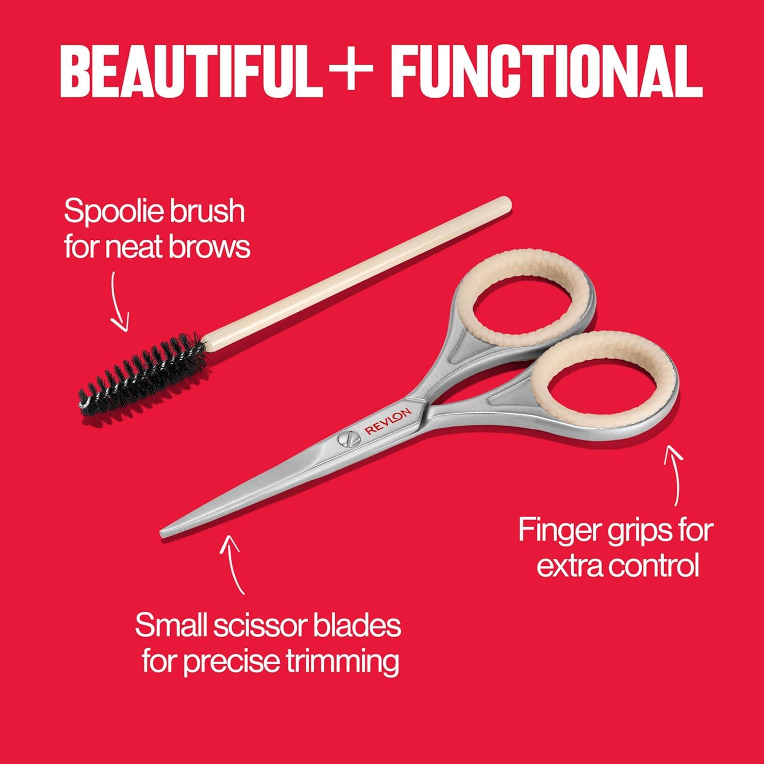 imageRevlon Designer Series Brow Set Trimming and Shaping Eyebrow Kit with Scissors and Spoolie Brush Easy to Use at Home or on The Go 1 Count
