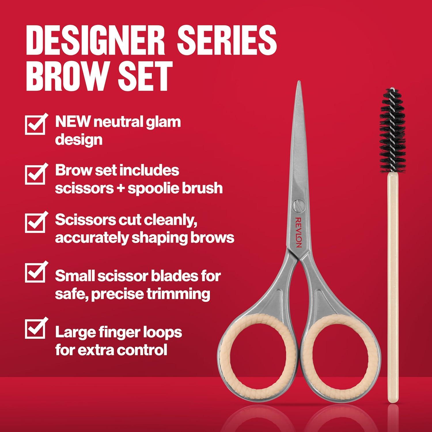 imageRevlon Designer Series Brow Set Trimming and Shaping Eyebrow Kit with Scissors and Spoolie Brush Easy to Use at Home or on The Go 1 Count