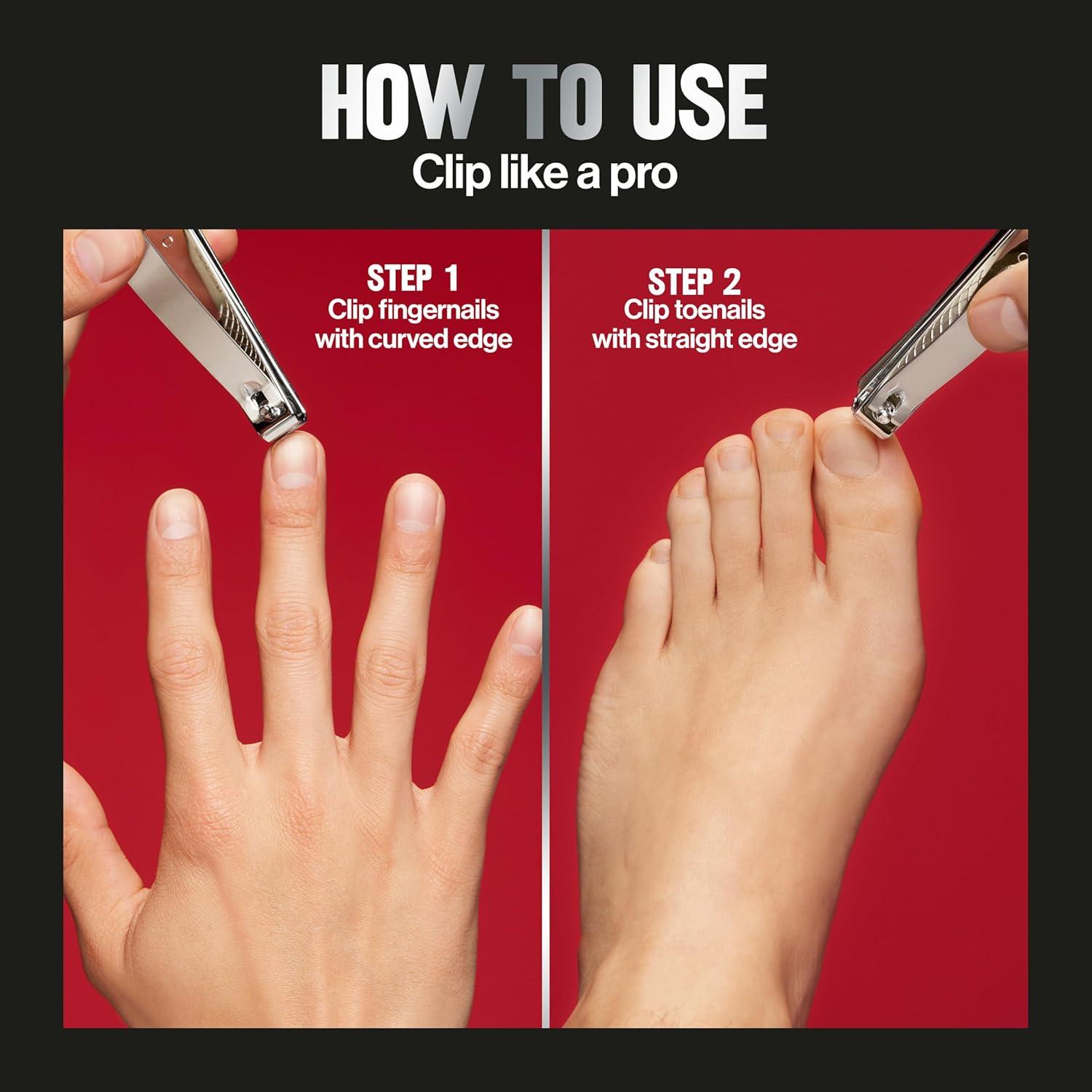 imageRevlon DualEnded Nail Clipper for Men Straight and Curved Edges for Fingernail and Toenail Trimming Stainless Steel 1 Count