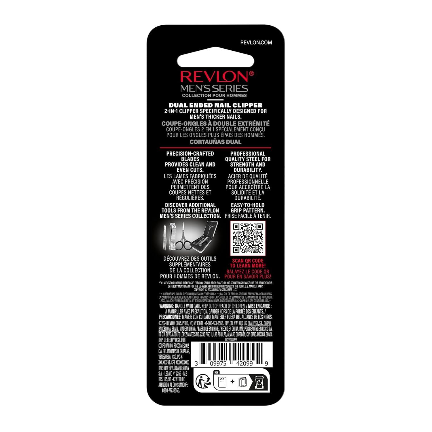 imageRevlon DualEnded Nail Clipper for Men Straight and Curved Edges for Fingernail and Toenail Trimming Stainless Steel 1 Count