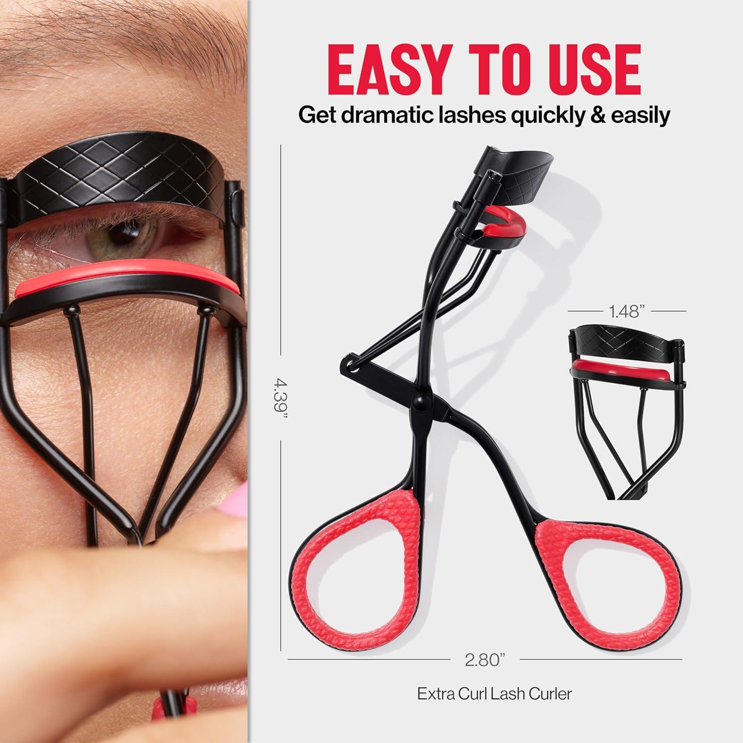 imageRevlon Extra Curl Lash Curler Gives an All Day Dramatic Curl with Finger Grips for a Non Slip Grip Easy to Use 1 Count