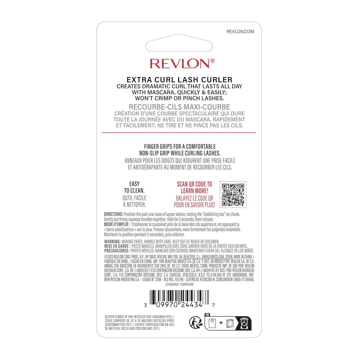 imageRevlon Extra Curl Lash Curler Gives an All Day Dramatic Curl with Finger Grips for a Non Slip Grip Easy to Use 1 Count