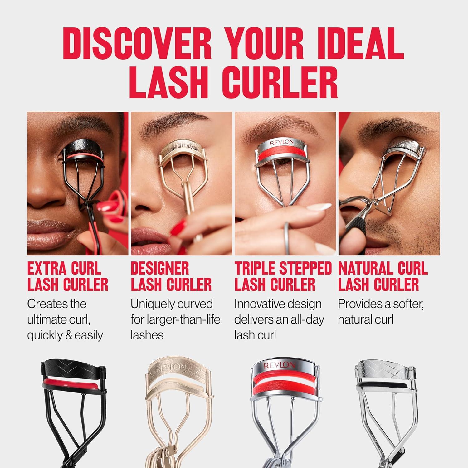 imageRevlon Extra Curl Lash Curler Gives an All Day Dramatic Curl with Finger Grips for a Non Slip Grip Easy to Use 1 Count