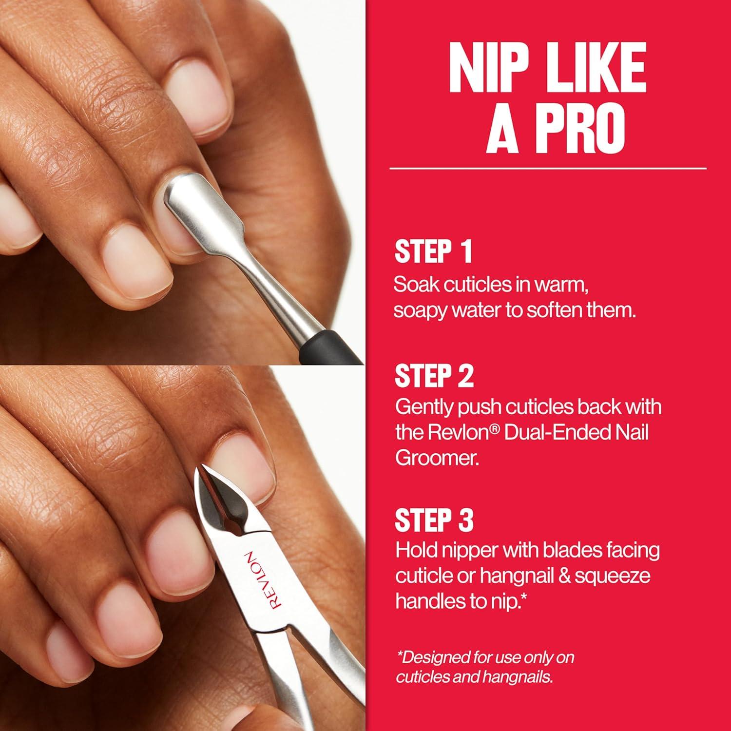 imageRevlon Full Jaw Cuticle Nipper Manicure Tool for Nail Care Made with Stainless Steel High Precision Blade Easy to Squeeze Spring 1 Count