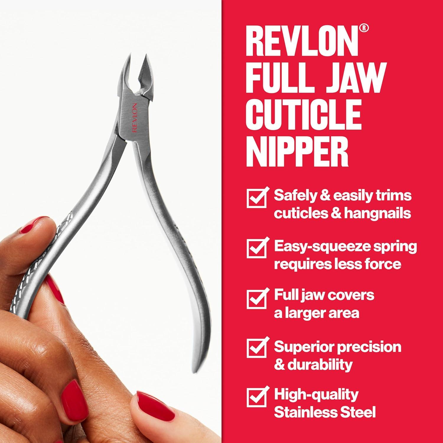 imageRevlon Full Jaw Cuticle Nipper Manicure Tool for Nail Care Made with Stainless Steel High Precision Blade Easy to Squeeze Spring 1 Count