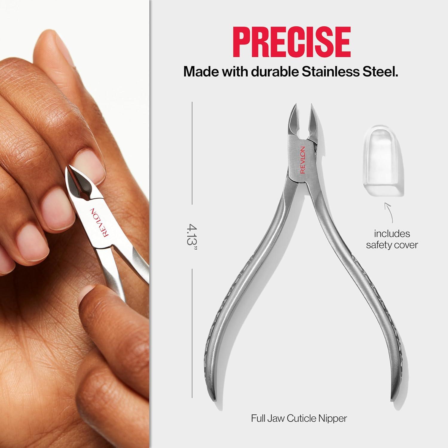 imageRevlon Full Jaw Cuticle Nipper Manicure Tool for Nail Care Made with Stainless Steel High Precision Blade Easy to Squeeze Spring 1 Count